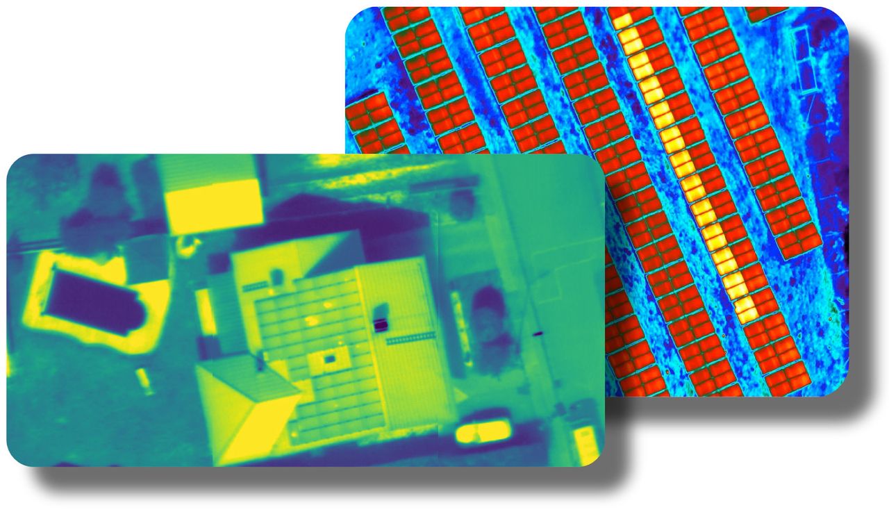 zwei Bilder von exemplarischen PV-Modul-Defekten